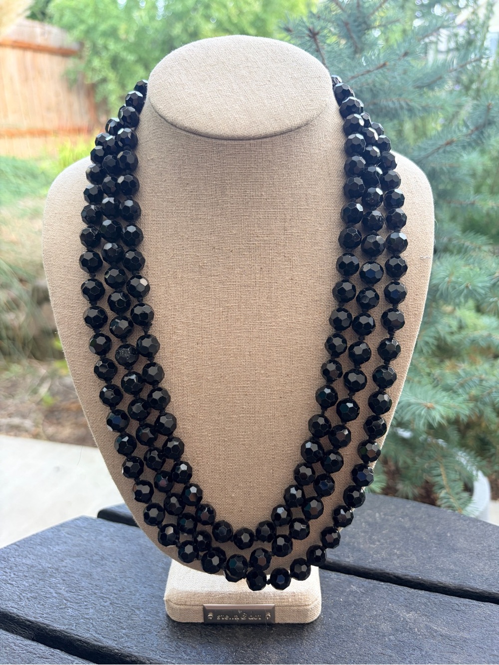 Nordstrom Black Faceted Bead Long Single Strand Necklace
